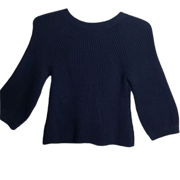 H&M Navy Blue Ribbed Knit Button-Up Cardigan Sweater For Women - Picture 3 of 5